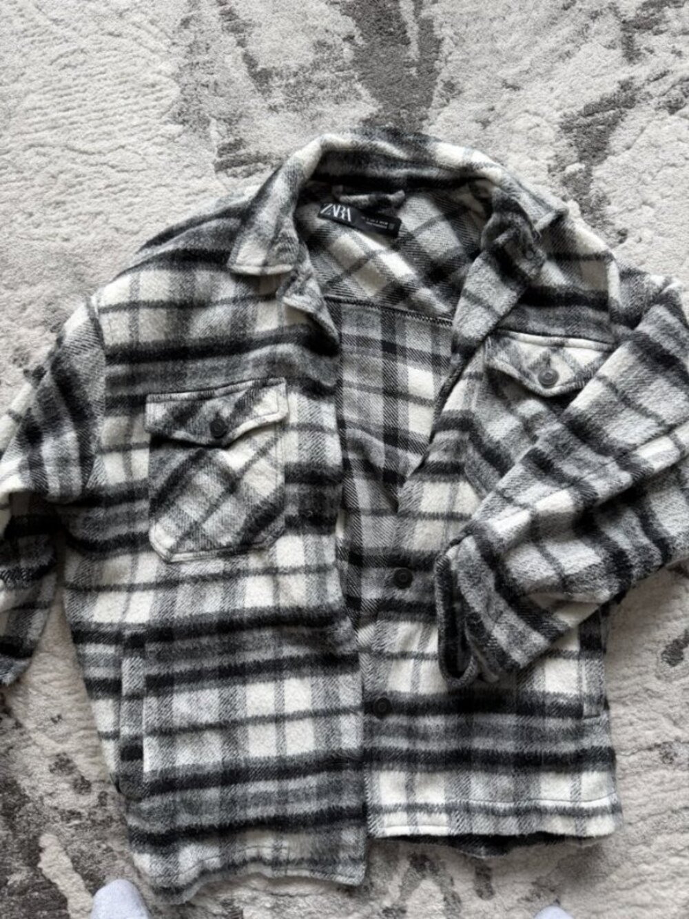 Zara Lightweight Plaid Wool-Blend Shacket - S